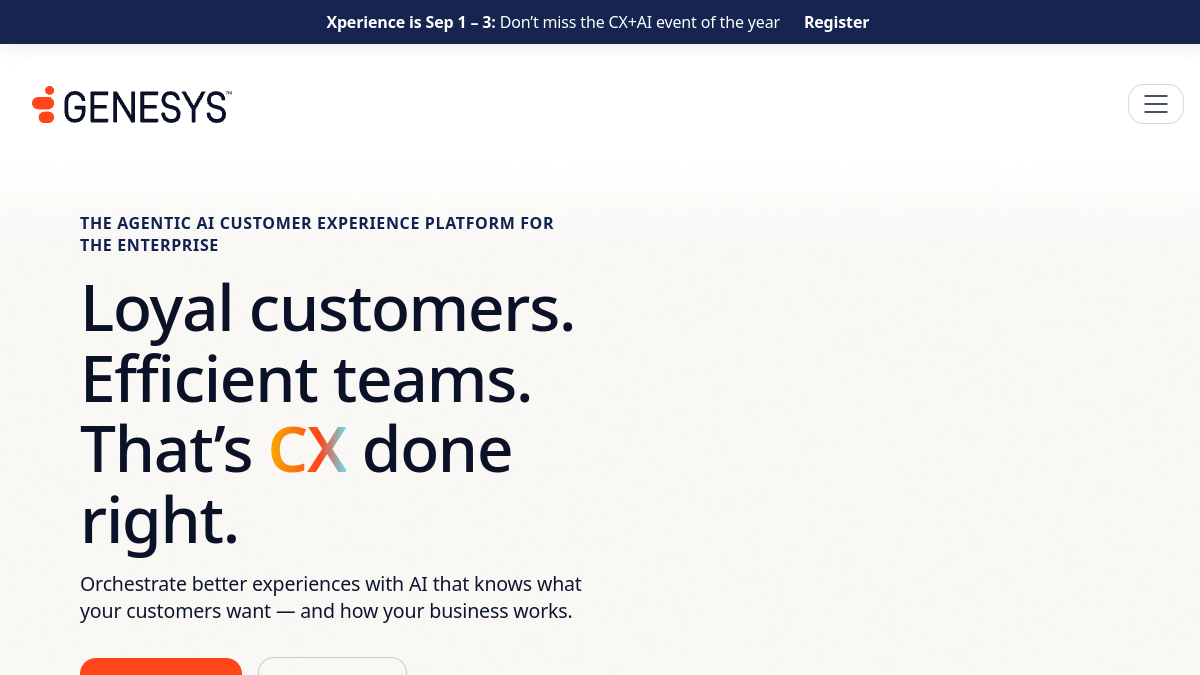 Screenshot der Startseite von Genesys