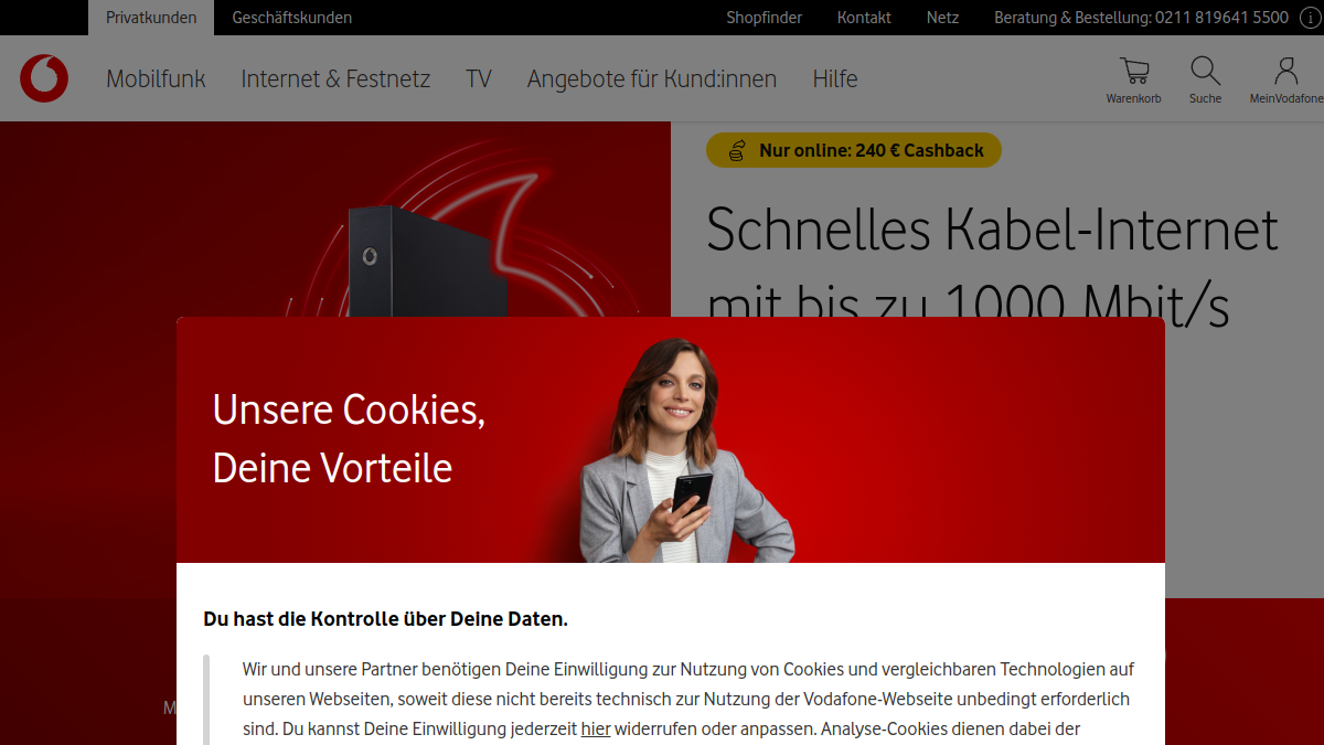 Screenshot der Startseite von One Net Enterprise