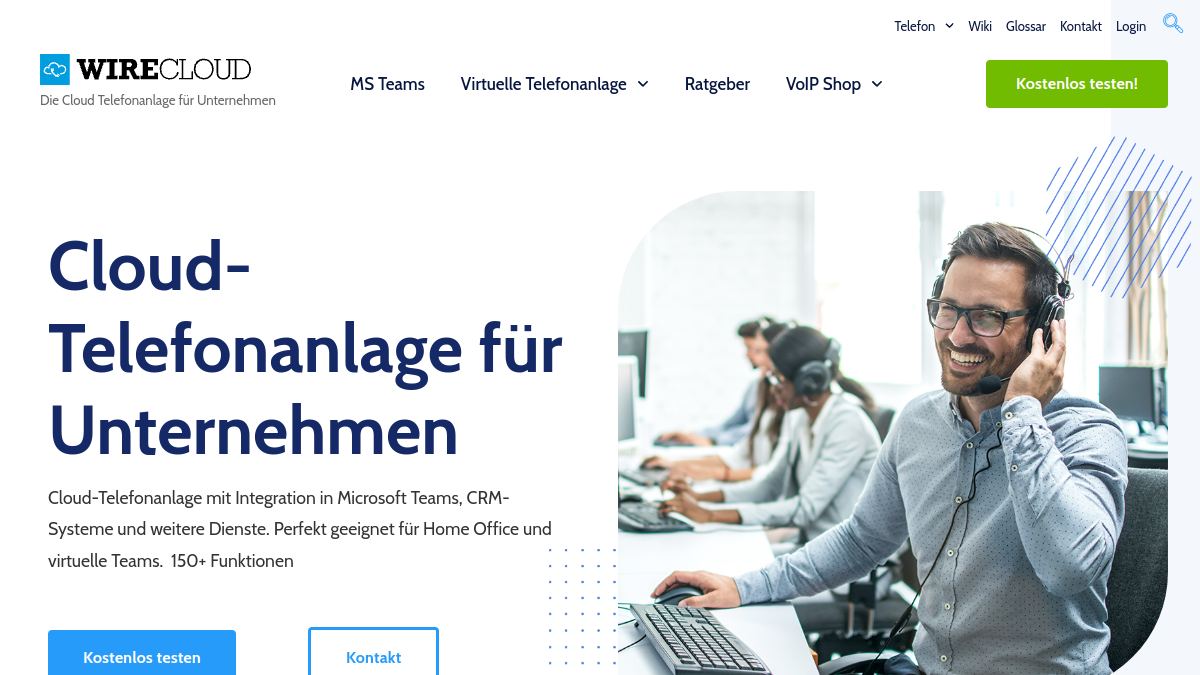 Screenshot der Startseite von WIRECLOUD