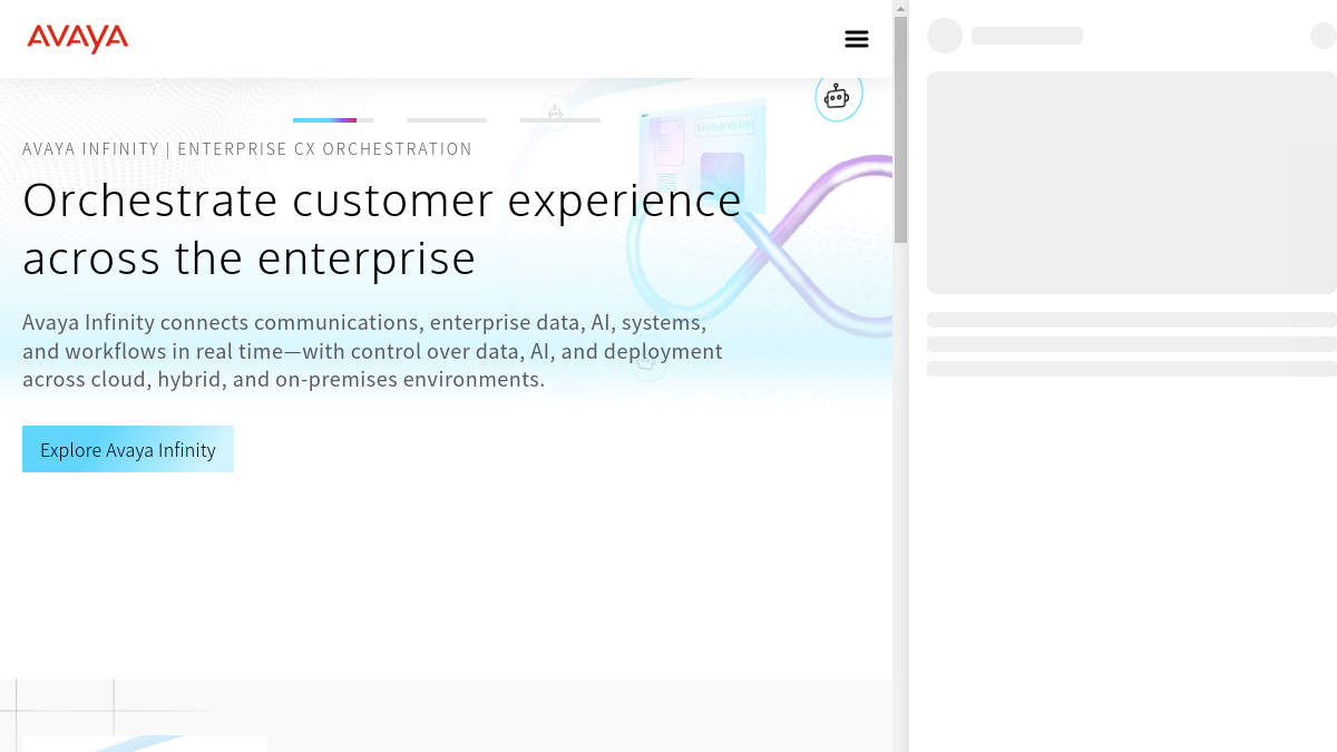 Screenshot der Startseite von Avaya