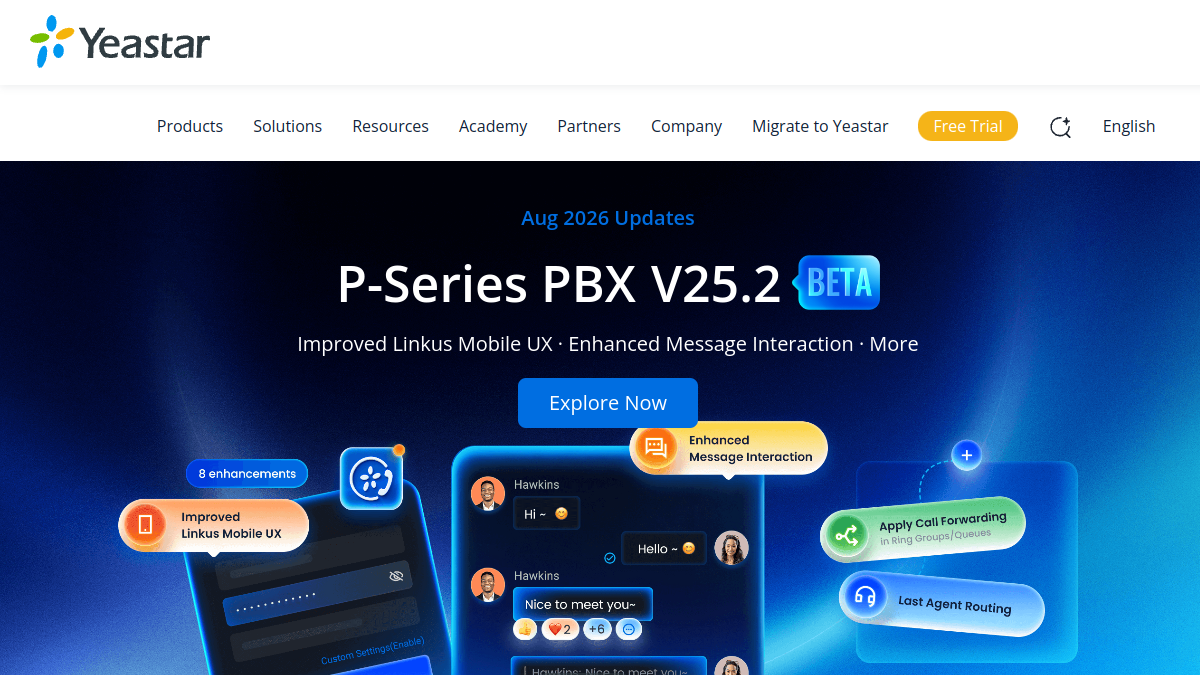 Screenshot der Startseite von Yeastar Cloud PBX German Managed