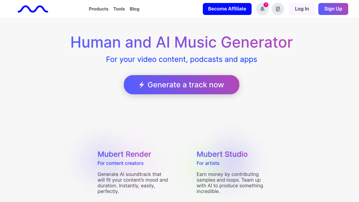 Mubert, générateur de musique AI libre de droits pour les vidéos
