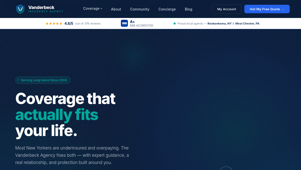 Vanderbeck Agency website preview