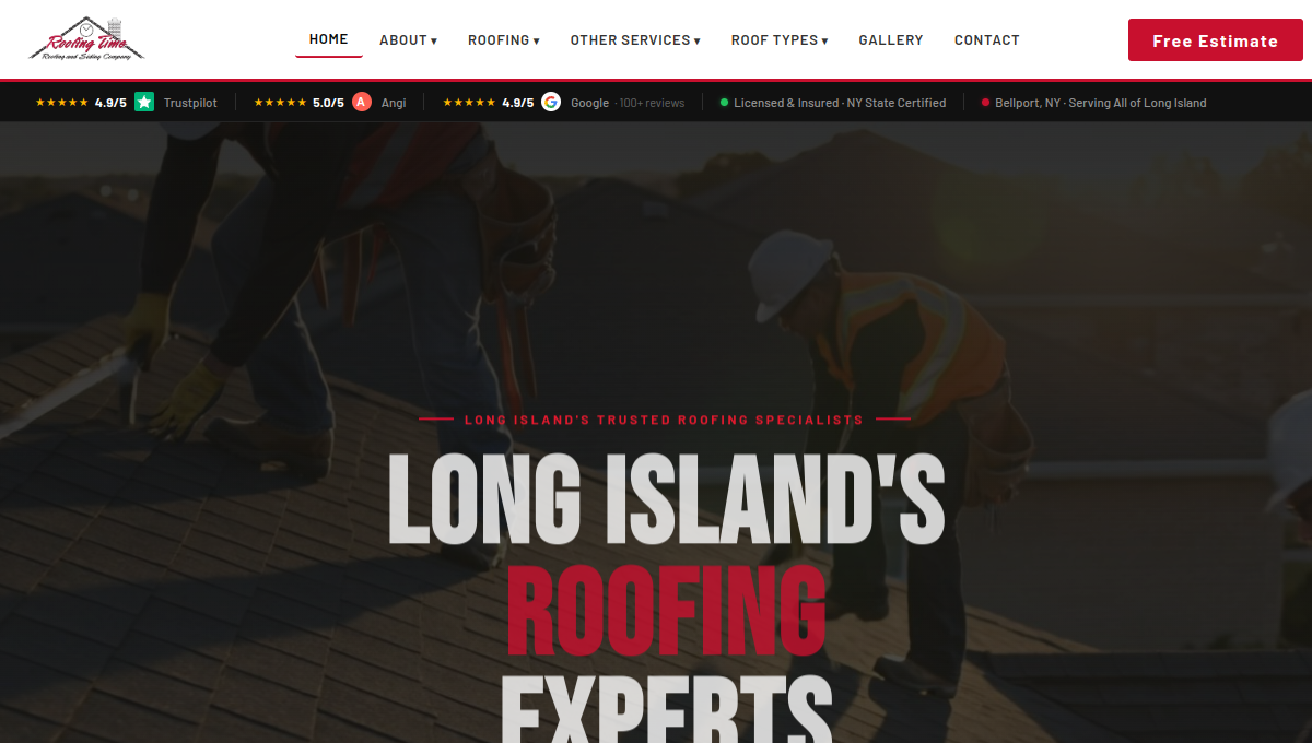 Roofing Time Long Island website preview