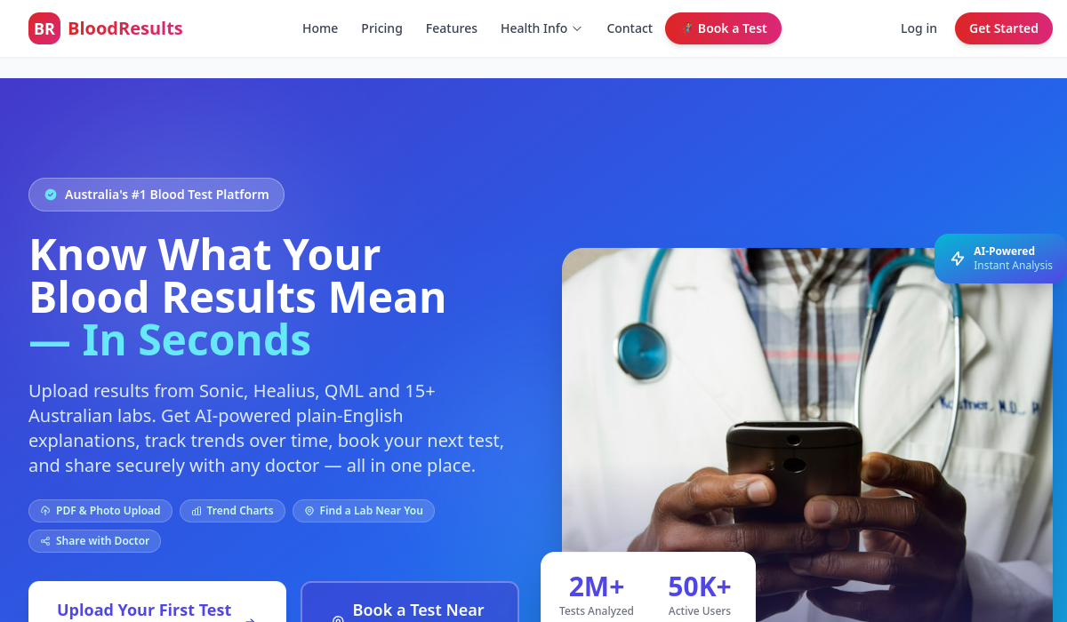 Blood Results Analysis Platform screenshot