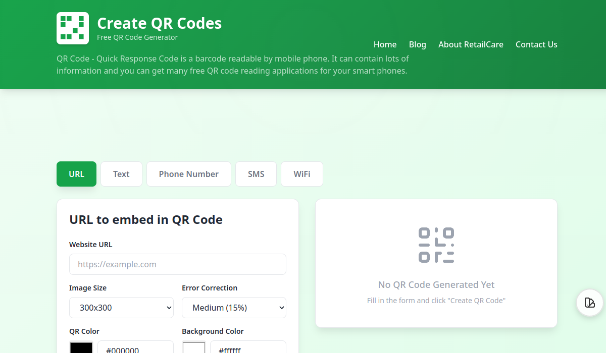 Create QR Codes screenshot