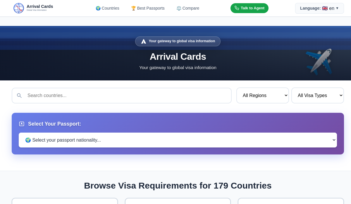 Arrival Cards screenshot