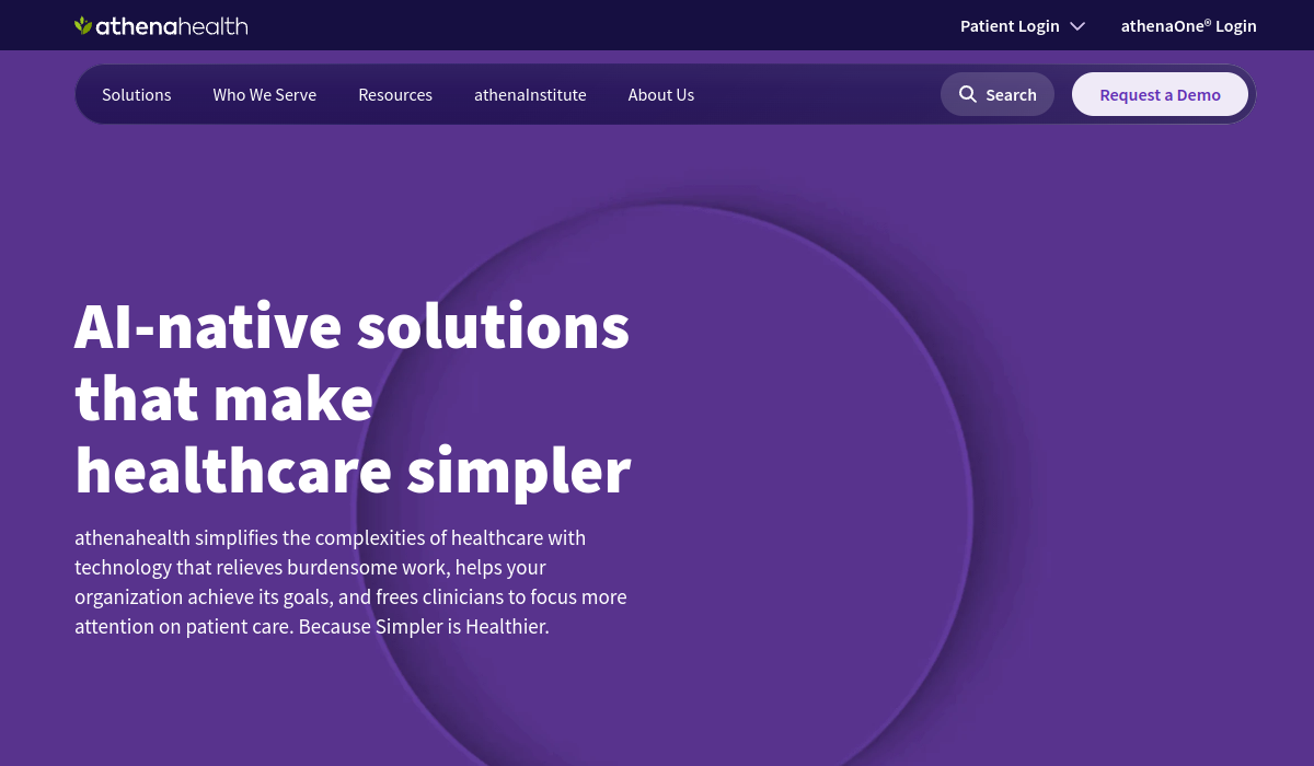 athenaOne official website homepage screenshot