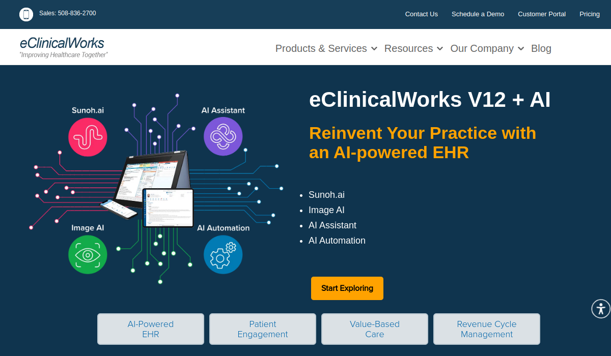 eClinicalWorks official website homepage screenshot
