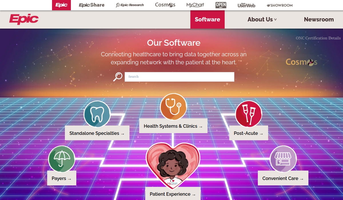 Epic EHR software page screenshot
