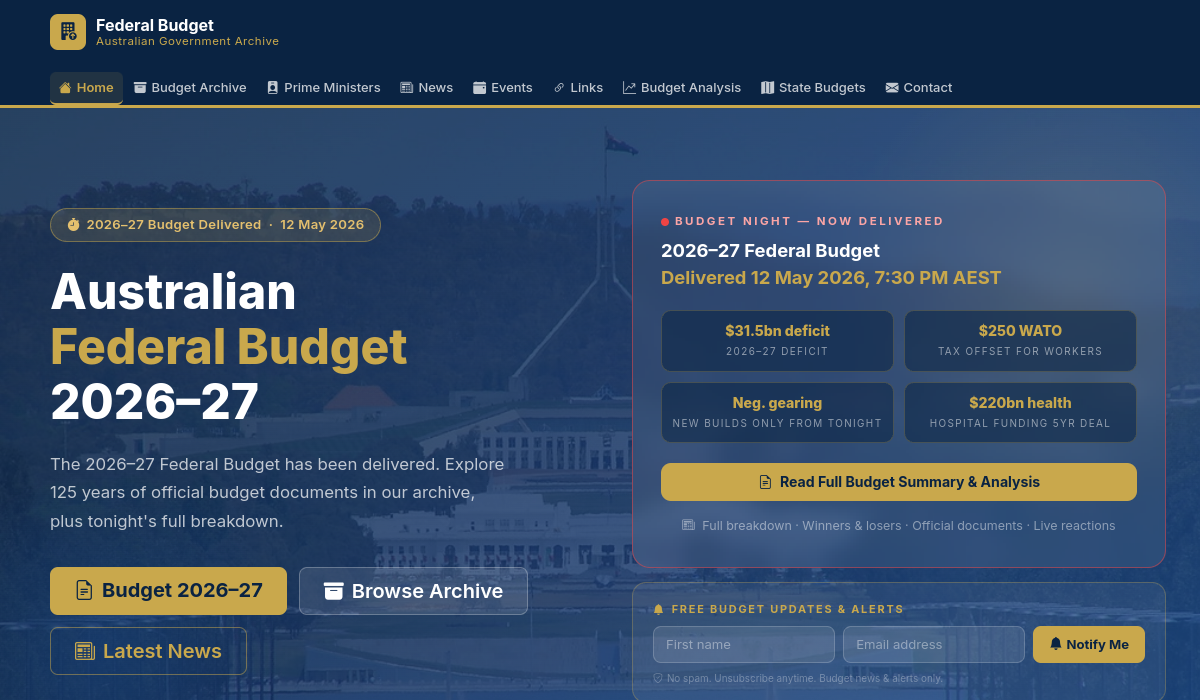 Federal Budget screenshot