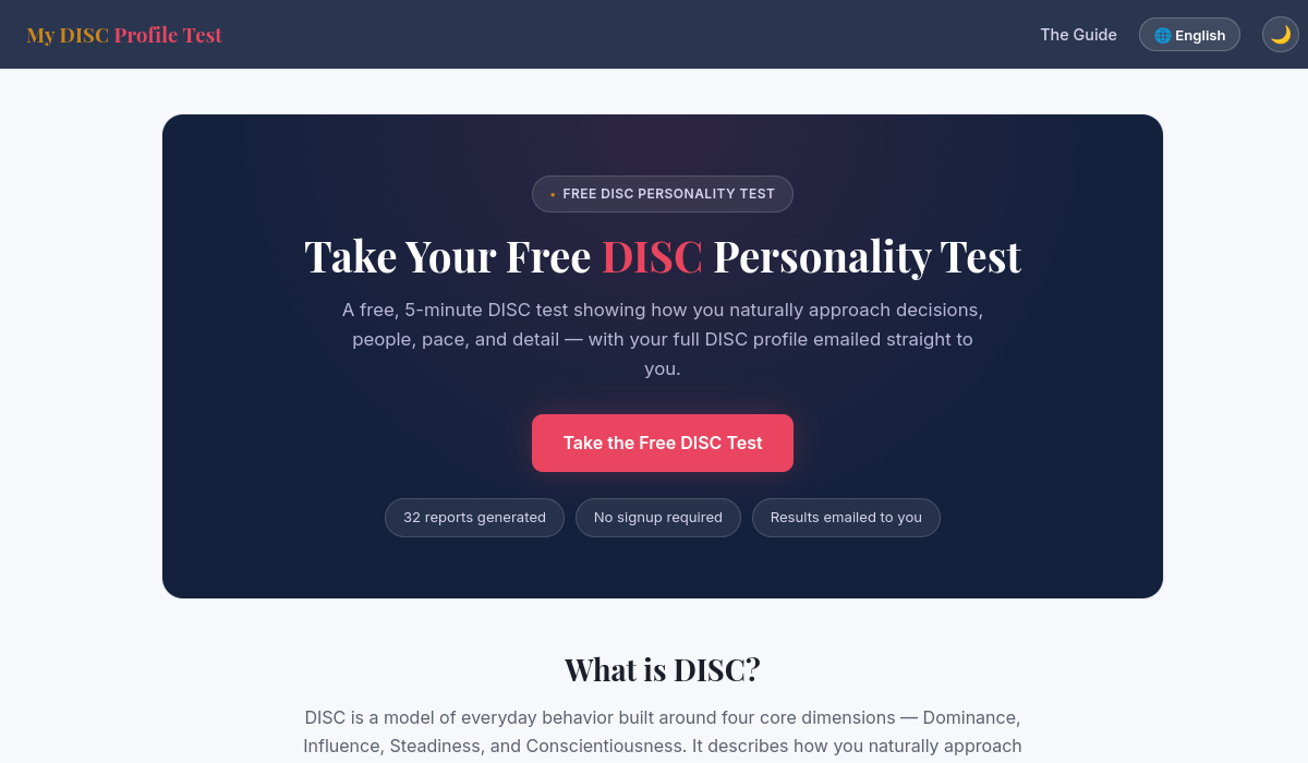 My DISC Profile Test screenshot