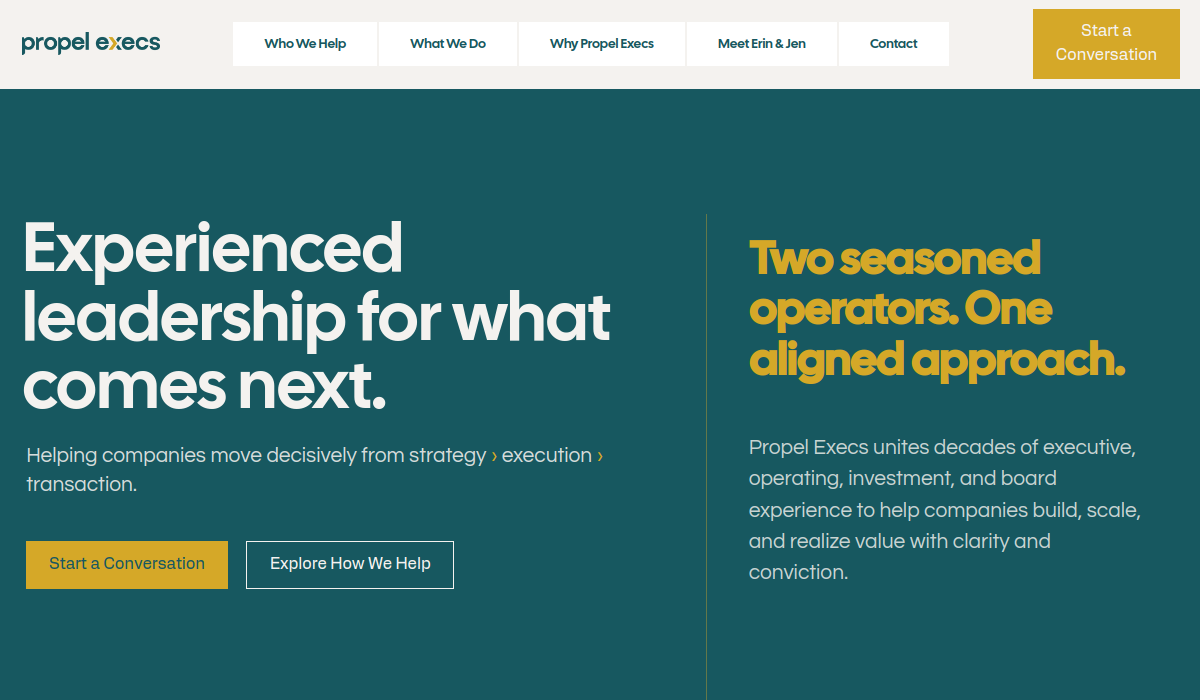 PropelExecs executive leadership consultancy website