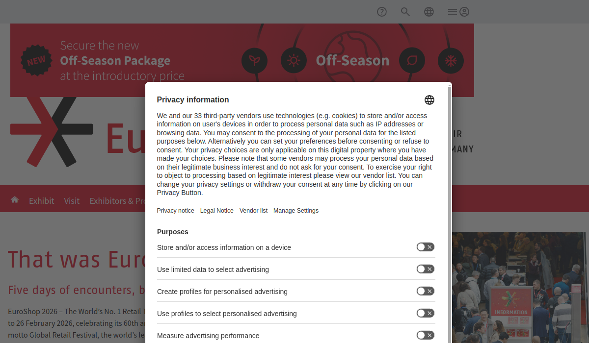 EuroShop 2026 website screenshot