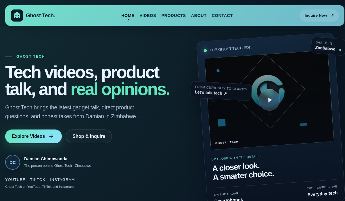 Screenshot of the Ghost Tech Studios website