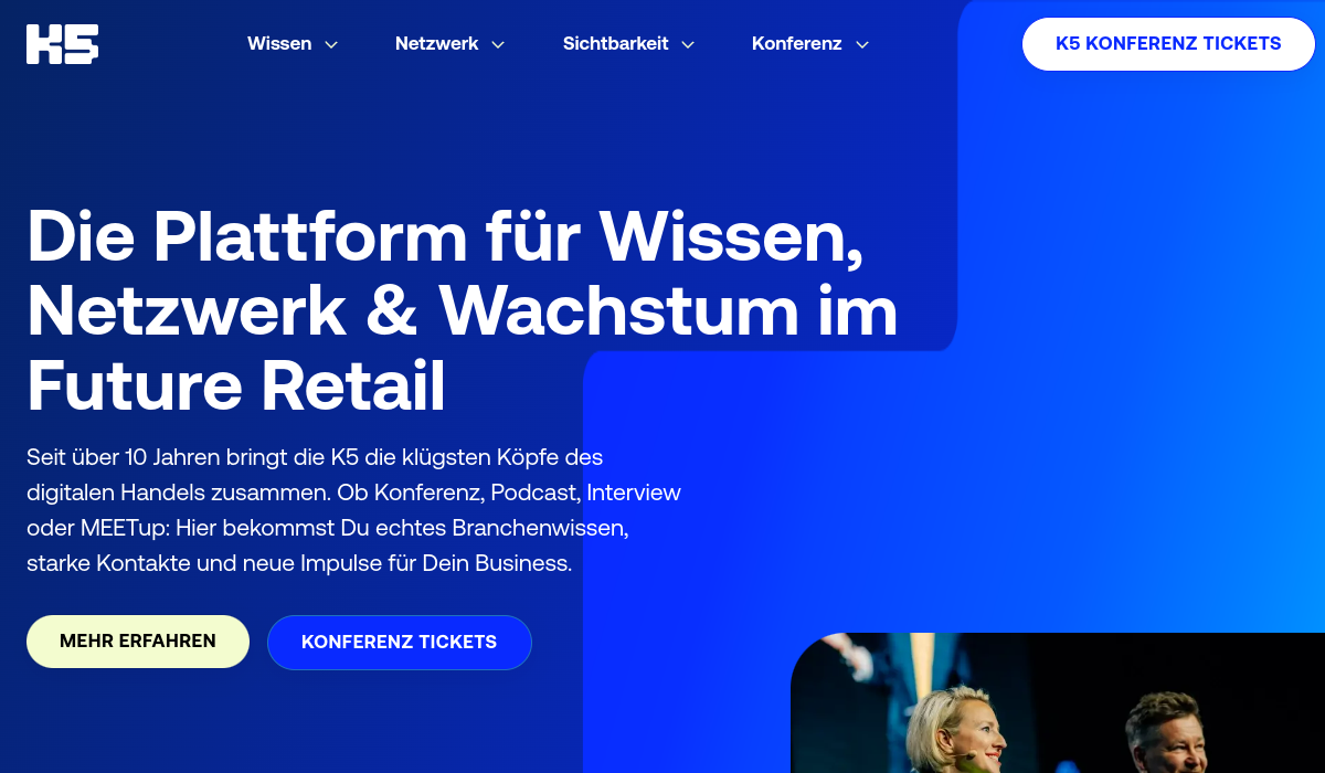 K5 Future Retail Conference website screenshot