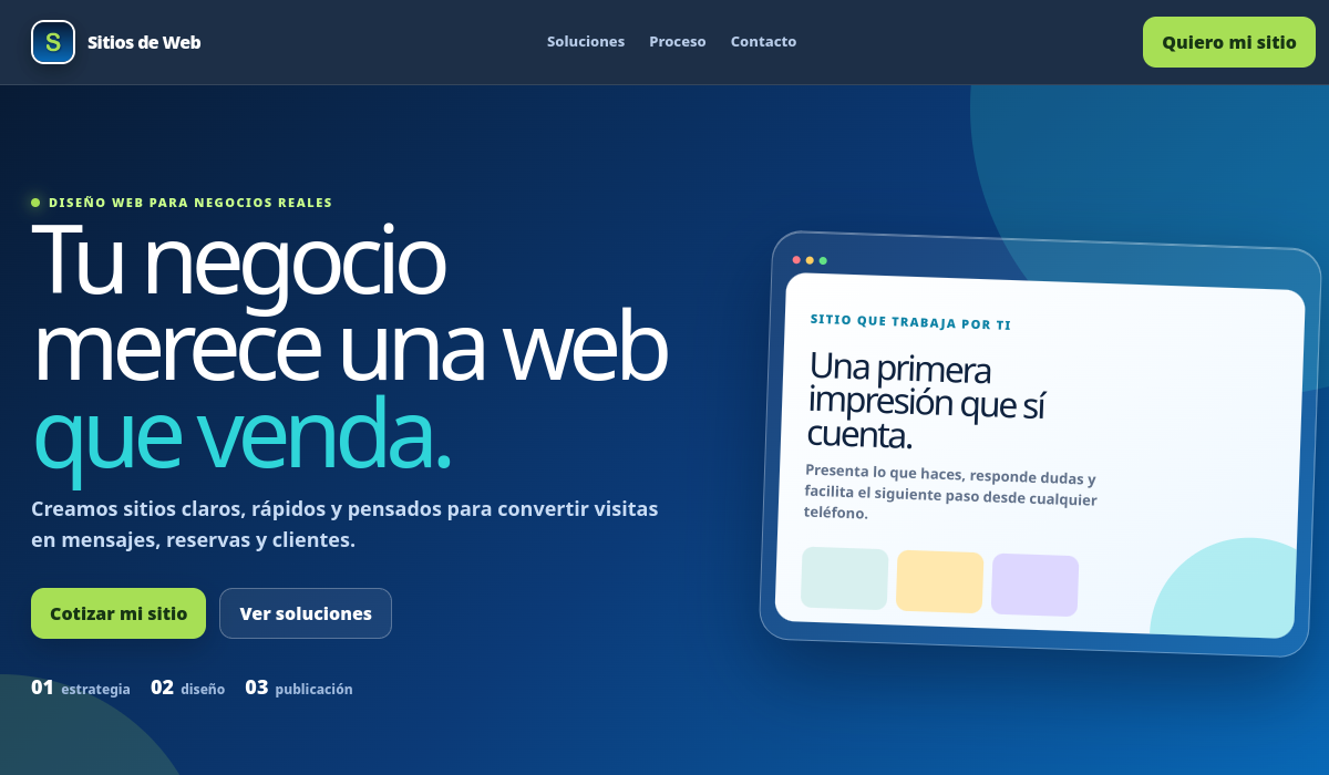 Vista previa de Sitios de Web