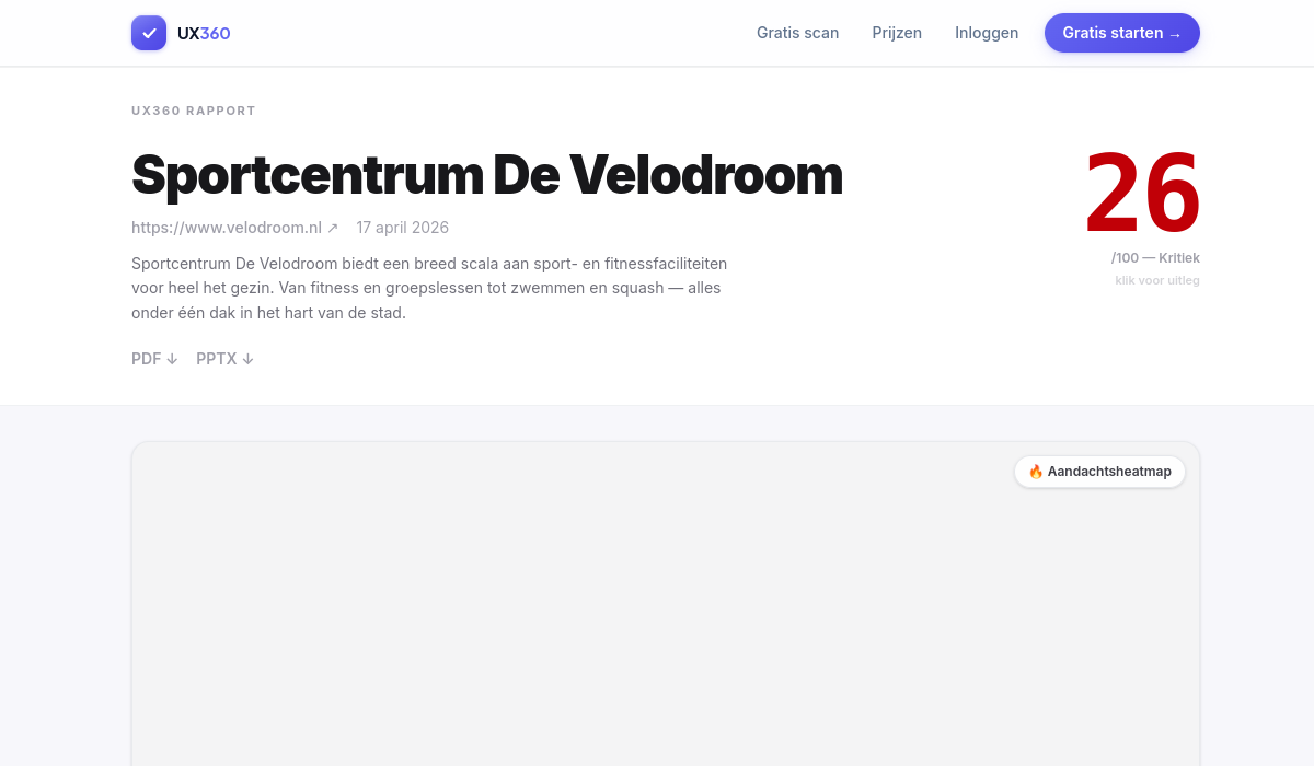 Voorbeeld van een UX360 rapport