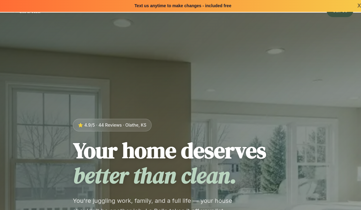 La Bella House Cleaning website