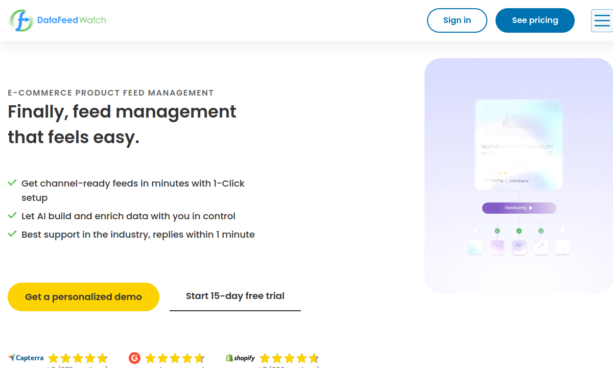 DataFeedWatch product interface or official product page