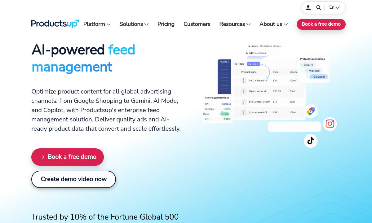 Productsup product interface or official product page