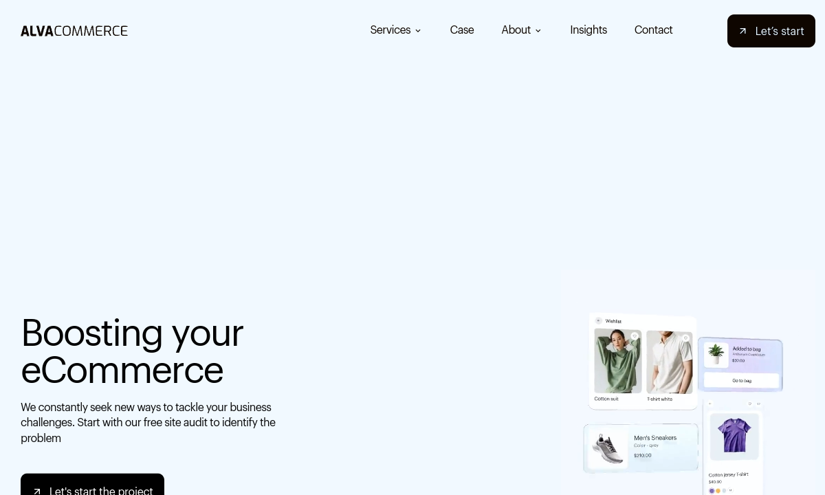Alva Commerce website preview