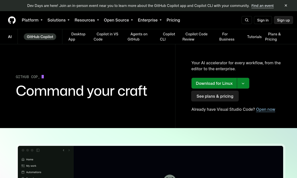 Screenshot di GitHub Copilot