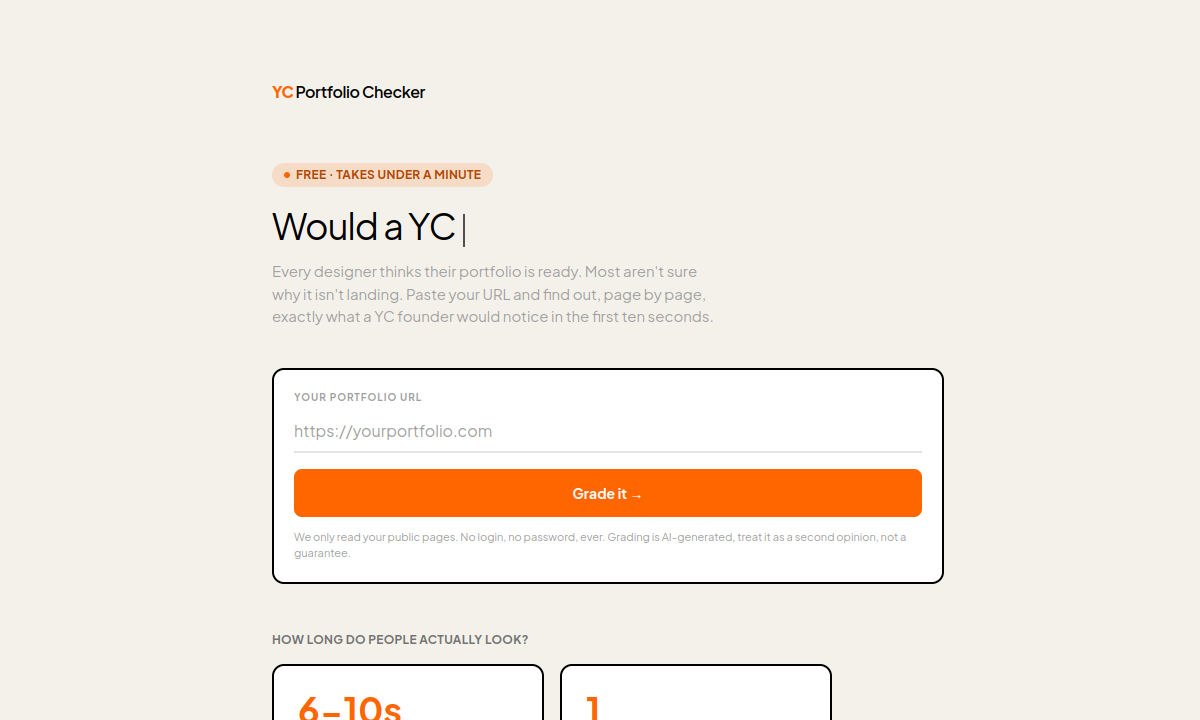 YC Portfolio Checker screenshot