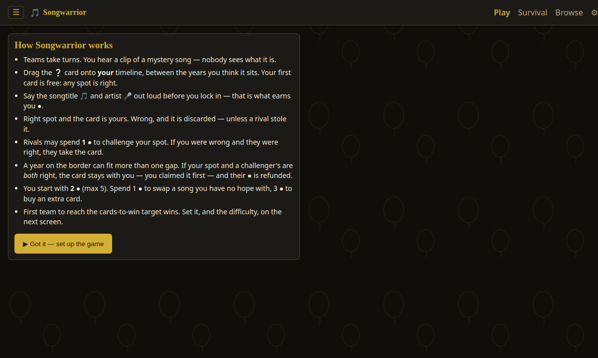 Songwarrior screenshot