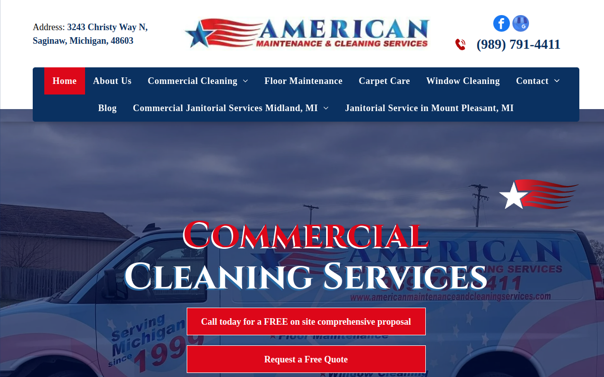 American Maintenance And Cleaning Services website screenshot