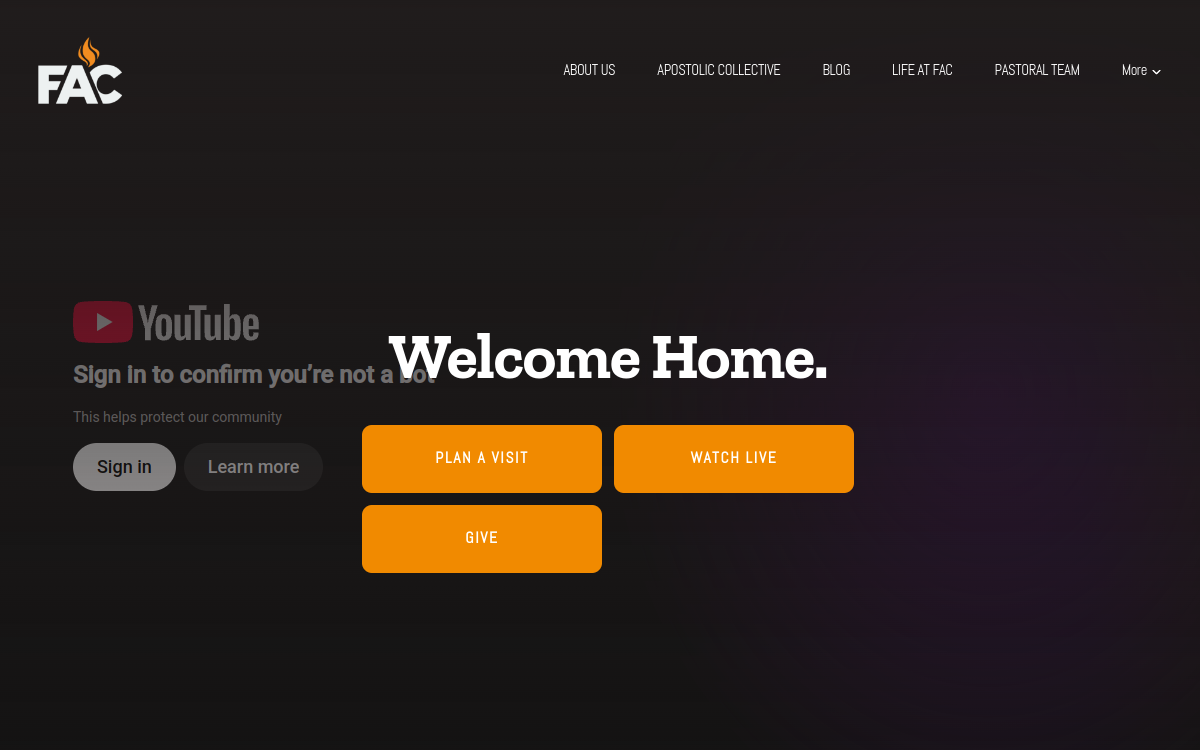 First Apostolic Church website screenshot