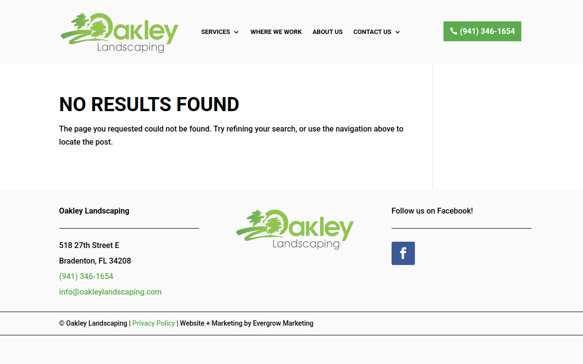 Oakley Landscaping website screenshot