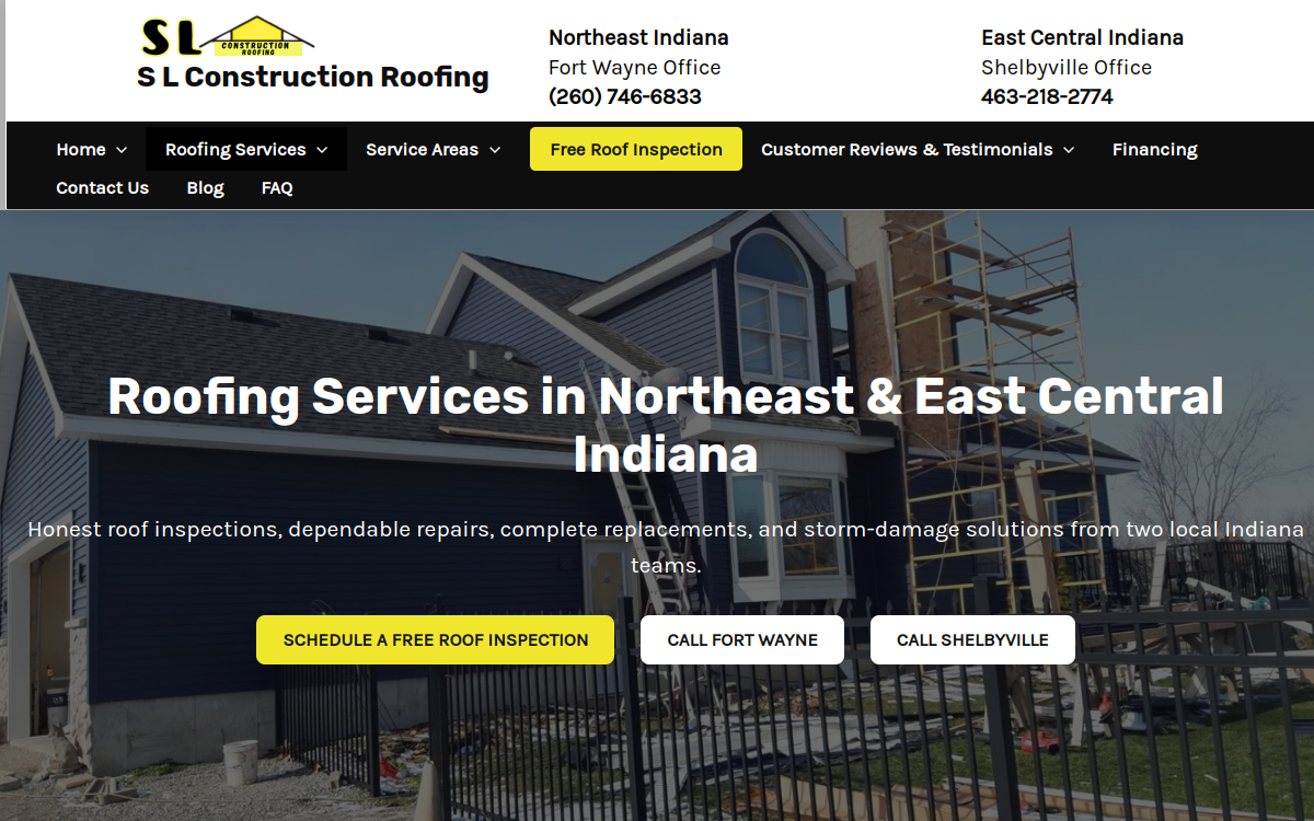 SL Construction website screenshot