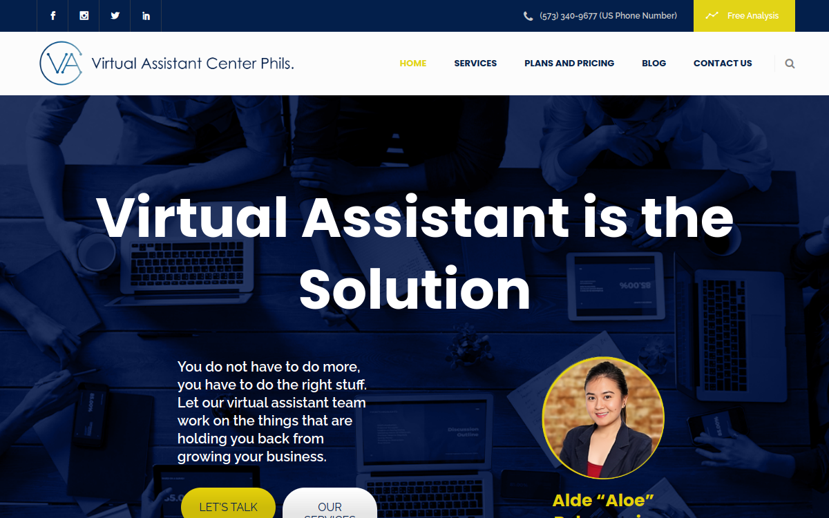 Virtual Assistant Center Philippines website screenshot