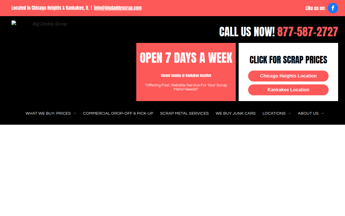 Big Daddy Scrap website screenshot