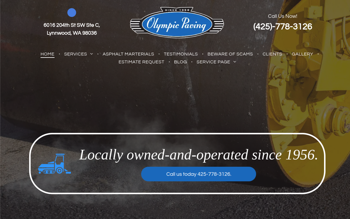 Olympic Paving Inc website screenshot