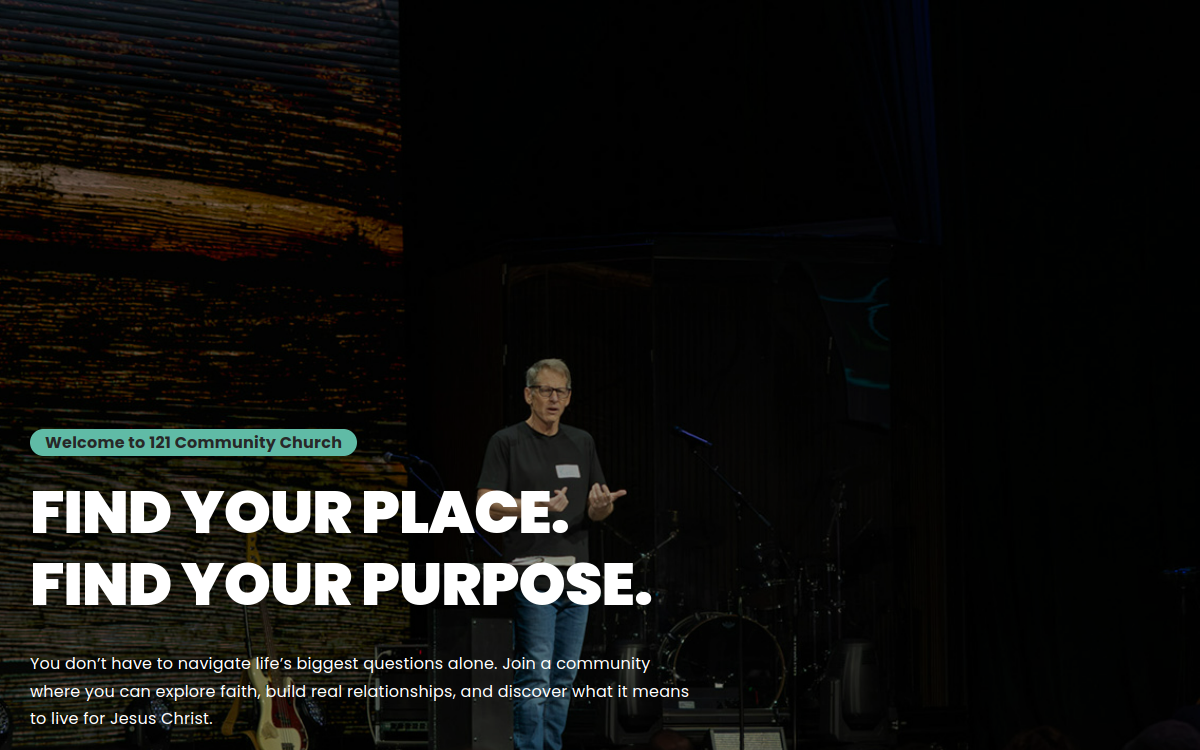 121 Community Church website screenshot