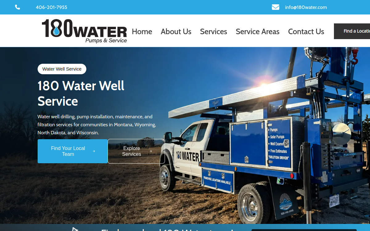 180 Water website screenshot