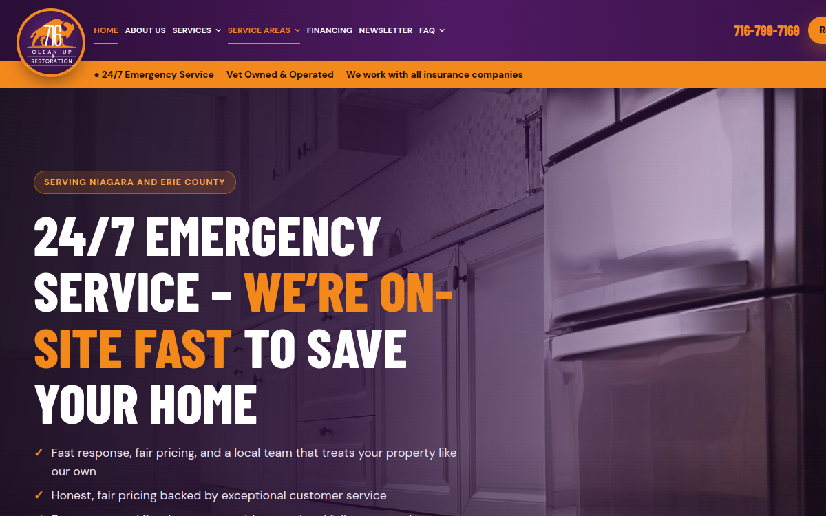 716 Clean Up & Restoration website screenshot