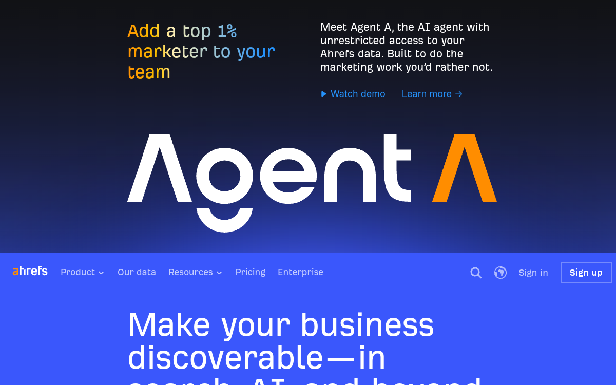 Ahrefs website preview