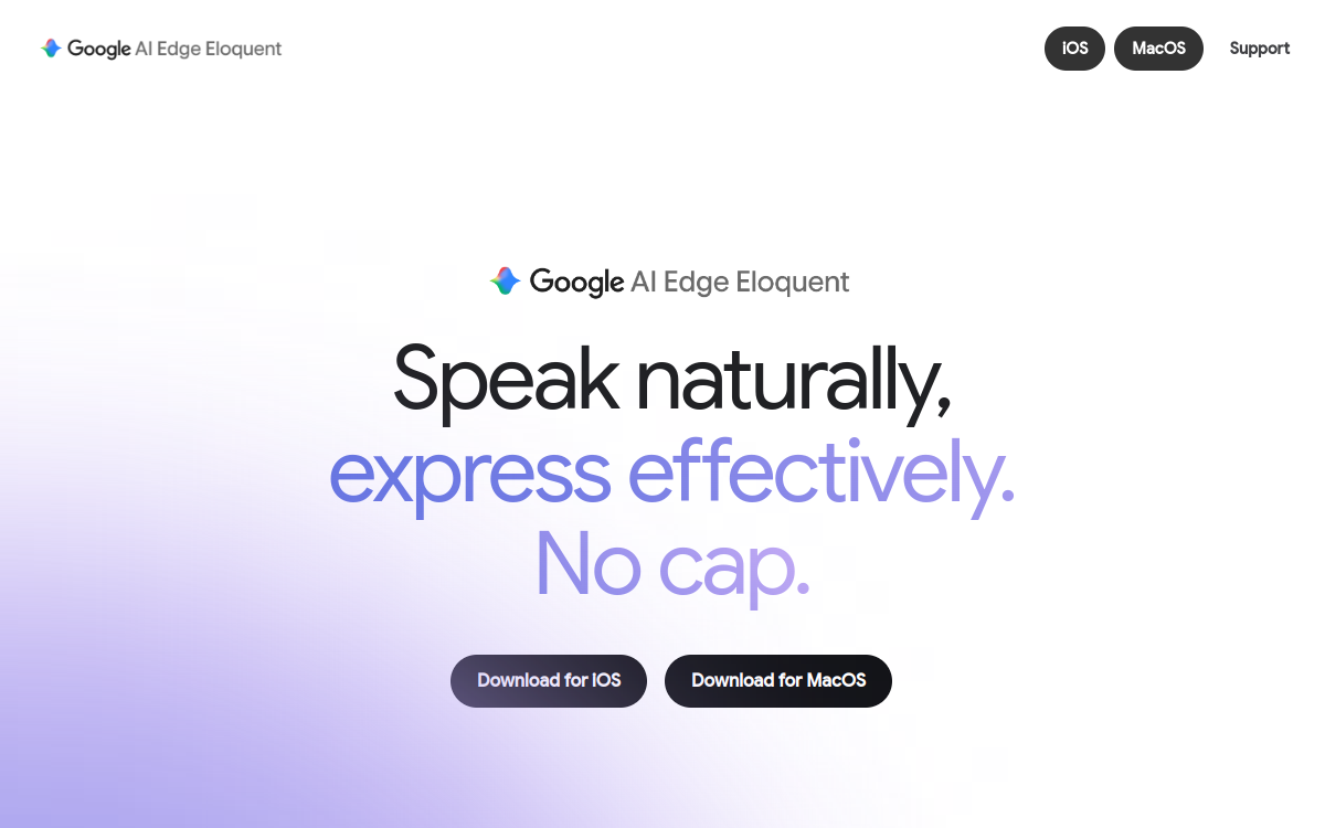 Captura de pantalla de Google AI Edge Eloquent