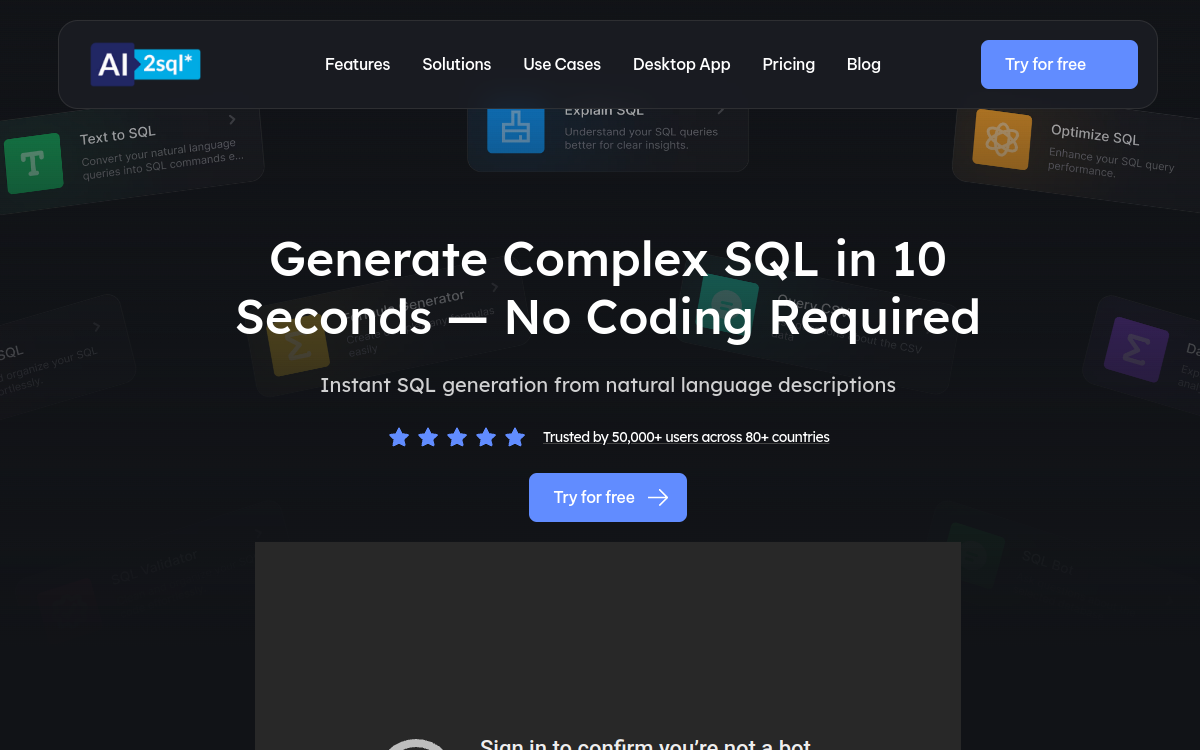 AI2sql website preview