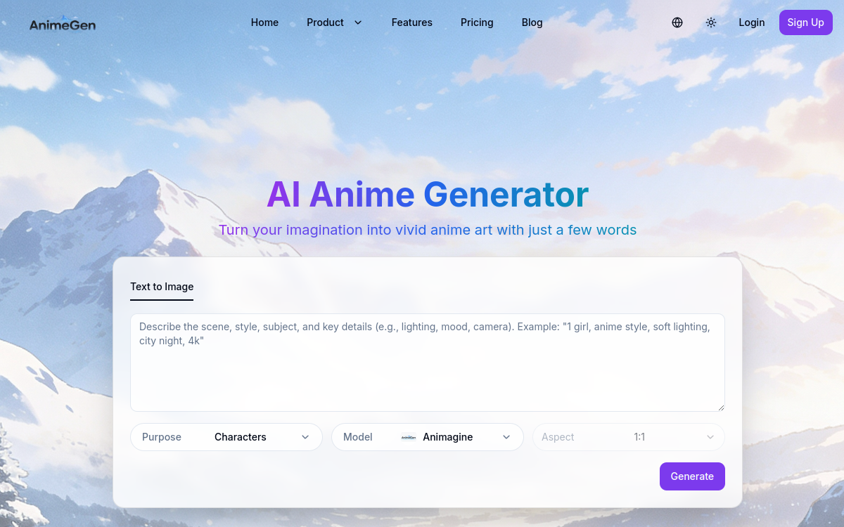 Screenshot of AnimeGen