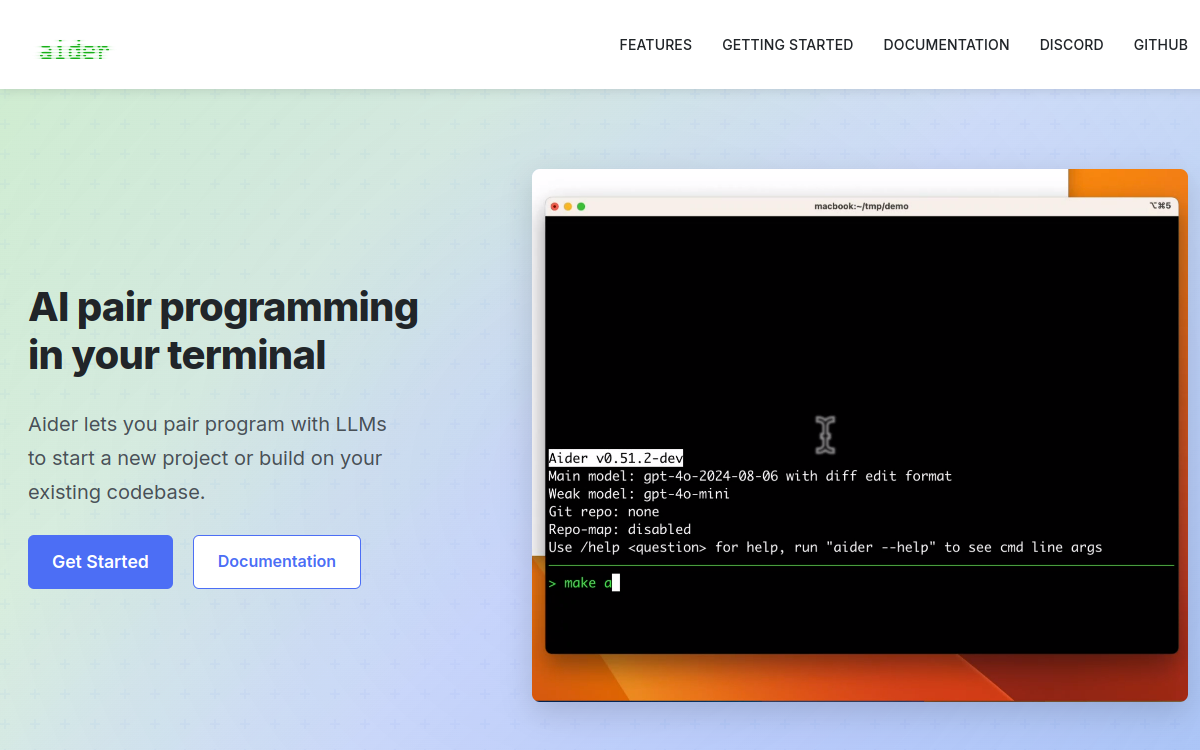 Aider website preview