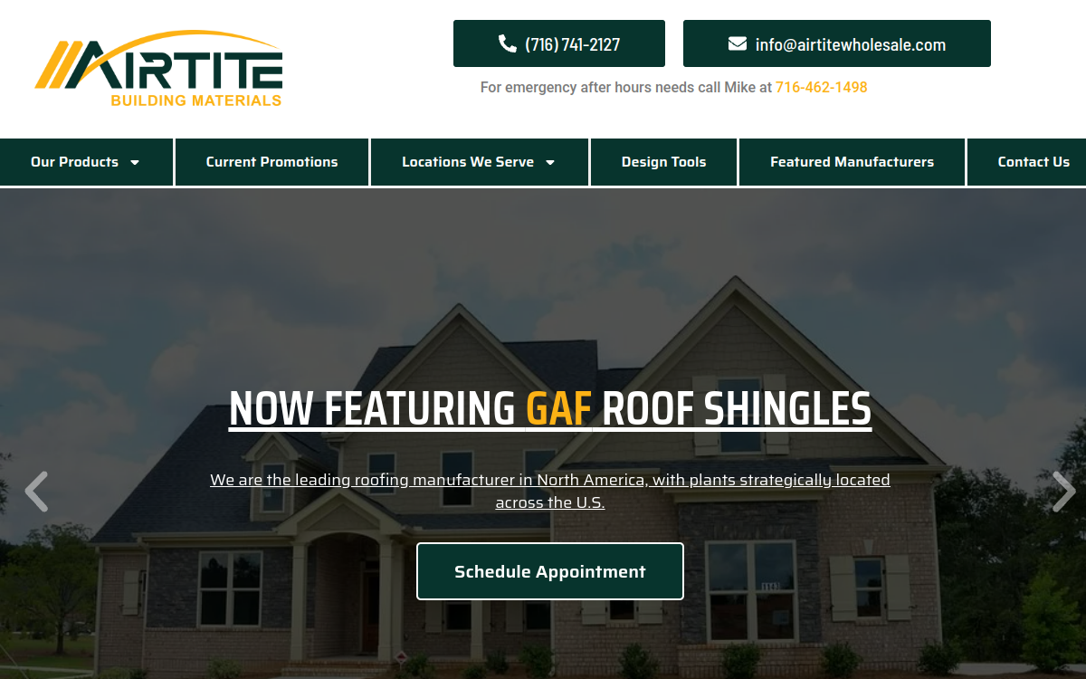Airtite Wholesale Building Materials website screenshot