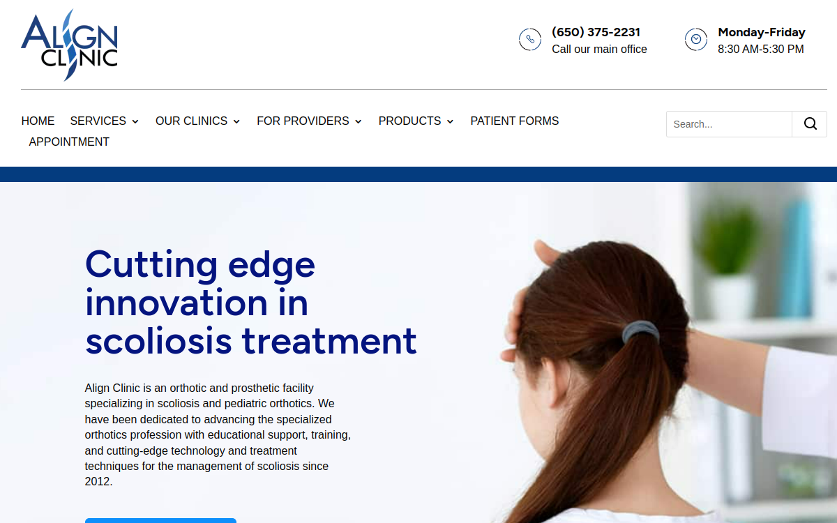 Align Clinic website screenshot
