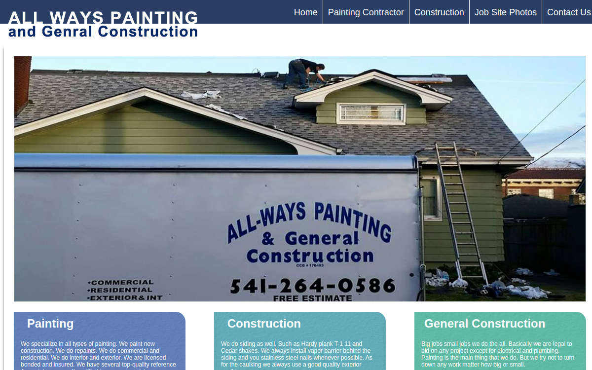 All ways Painting and General Construction website screenshot