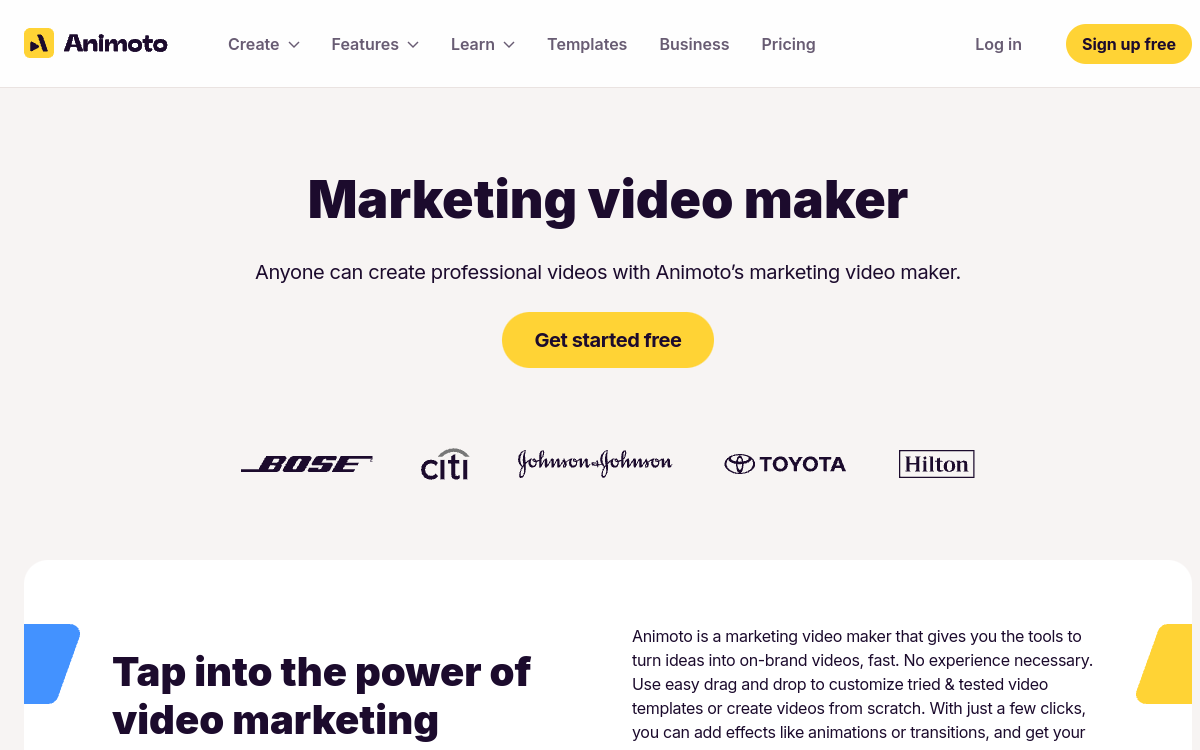 Screenshot of Animoto
