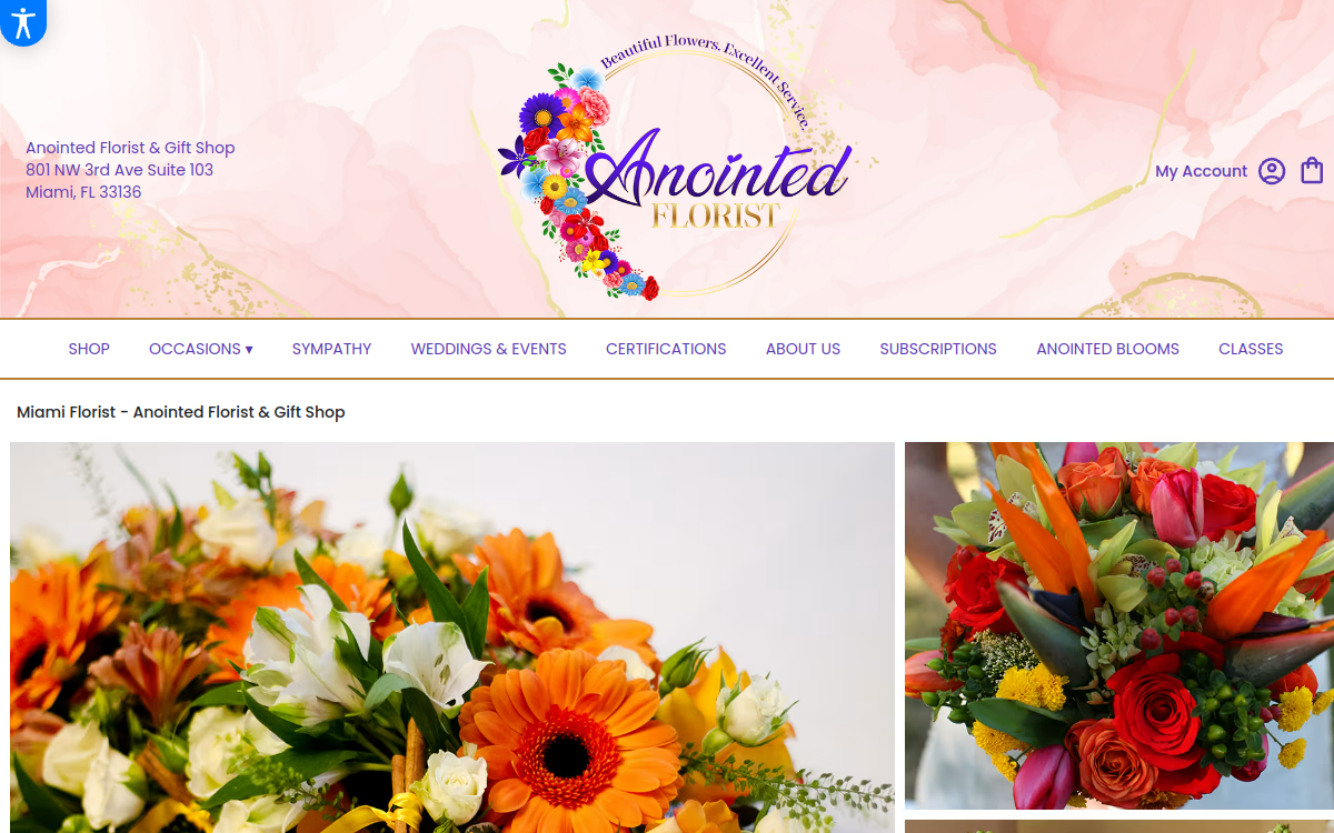Anointed Florist & Gift Shop website screenshot