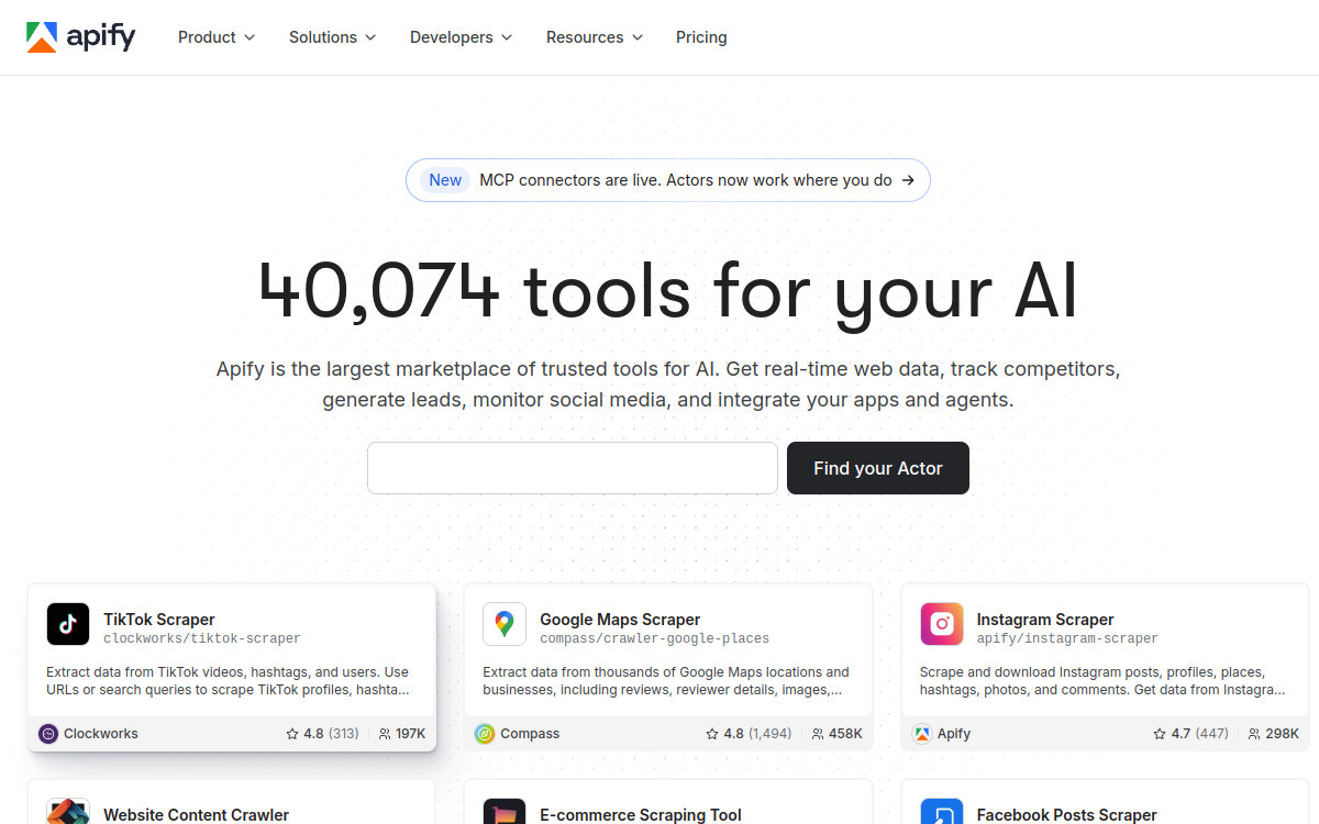 Screenshot di Apify